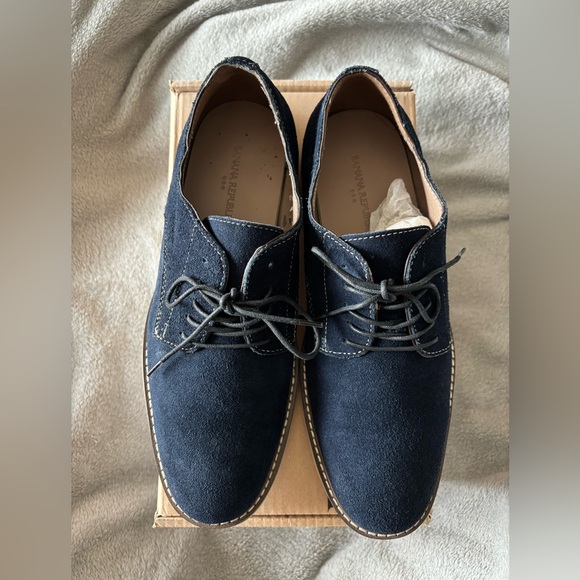 Banana Republic Men\'s Dark Blue Suede Oxfords